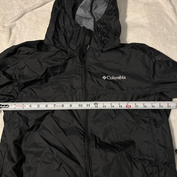 Columbia Jacket Mens Medium Black Windbreaker Hooded Rain Coat Mesh Lined Nylon - Picture 5 of 7